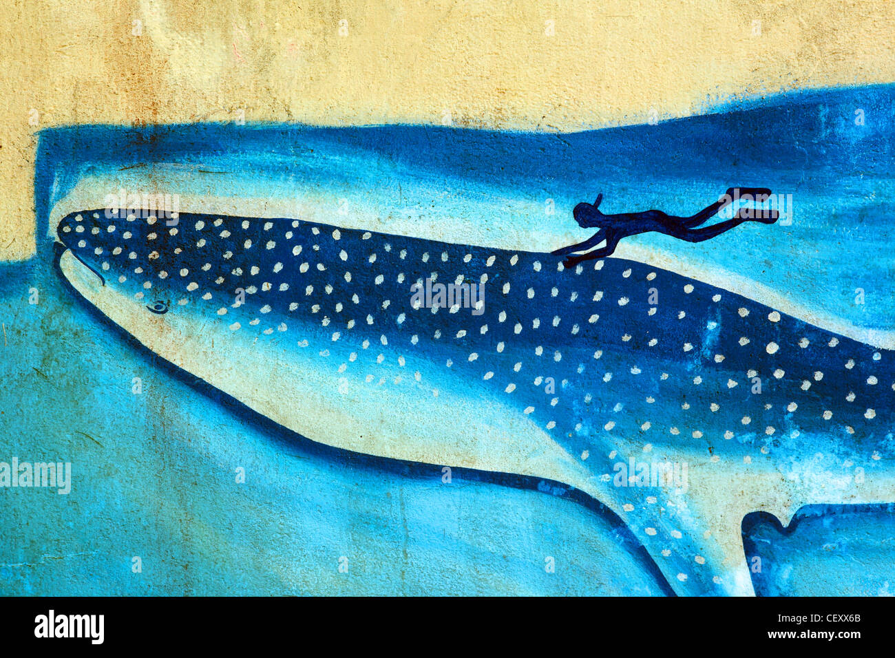 Mural of a whale shark. Donsol, Sorsogon, Luzon, Albay, Bicol, Philippines, South-East Asia, Asia Stock Photo