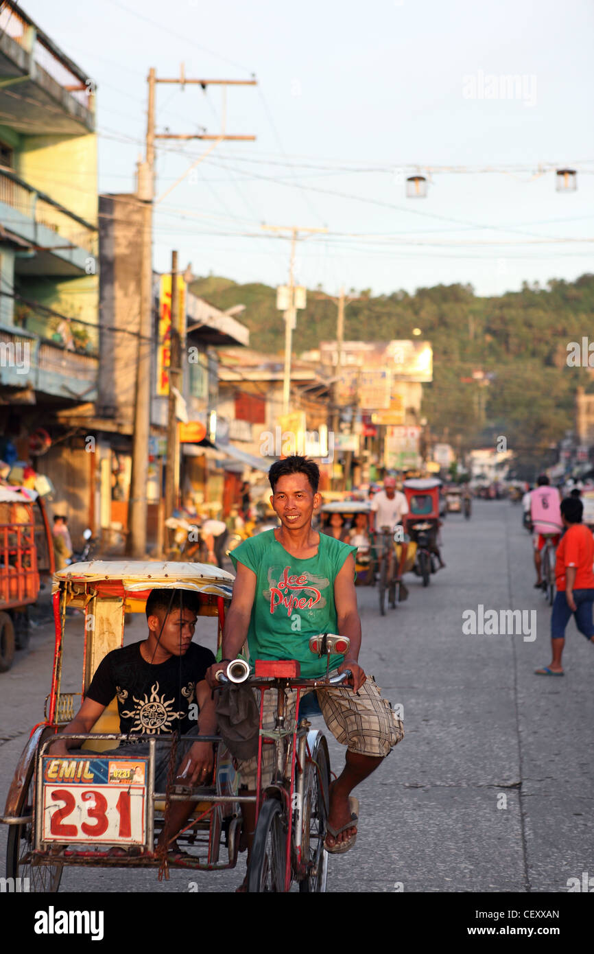 Bicycle taxi in the city center. Catbalogan, Samar Island, Western Samar, Eastern Visayas, Philippines, South-East Asia, Asia Stock Photo