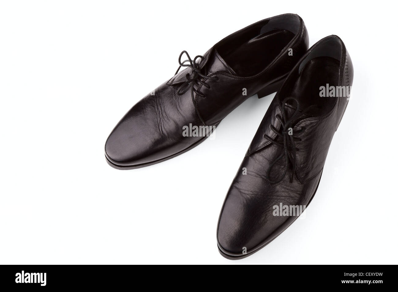 Black LEATHER MAN'S SHOES on a white background Stock Photo - Alamy