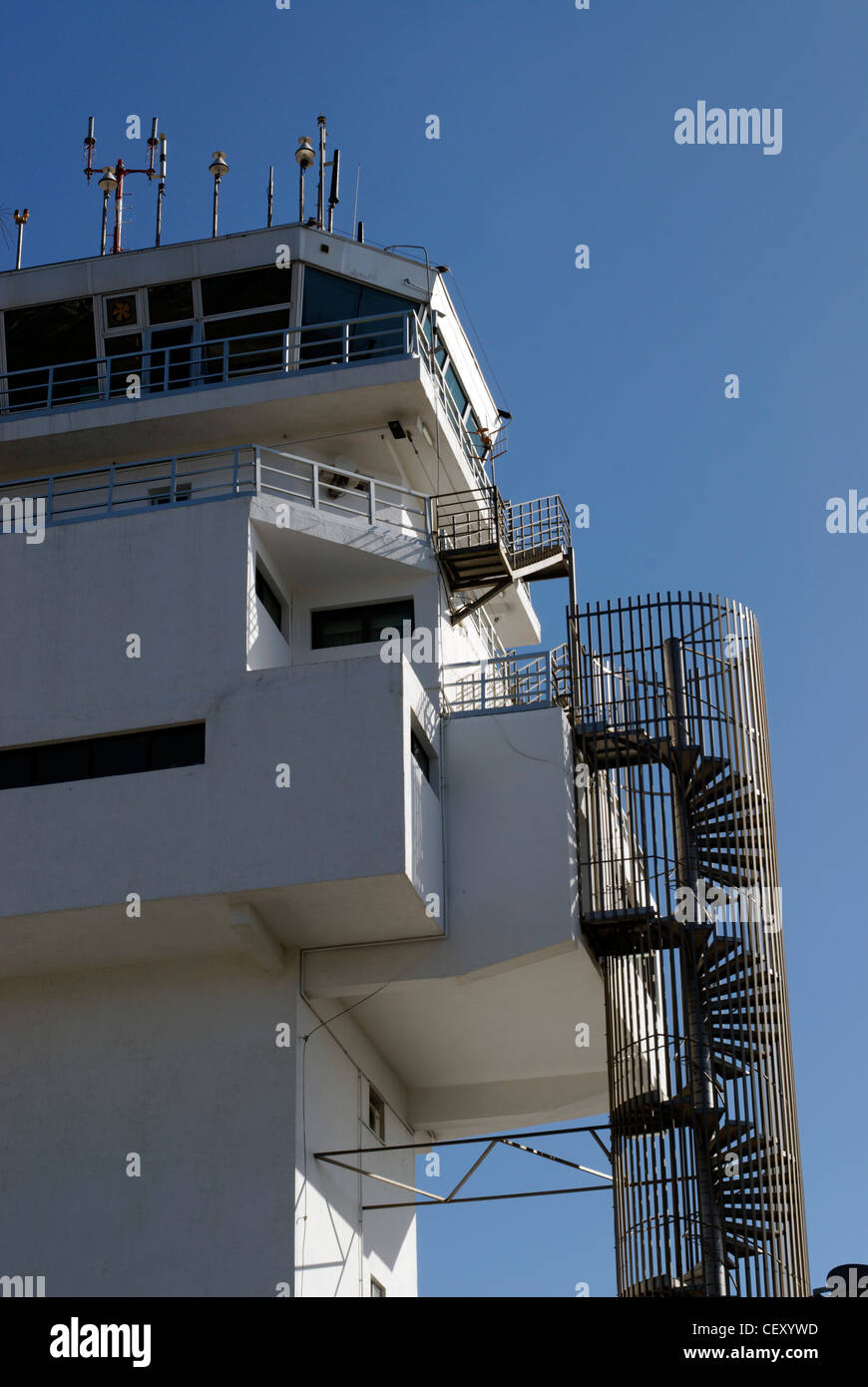 The tower of the airport from Tenerife Sur Reina Sofía Stock Photo