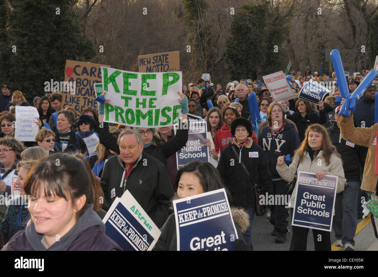 Union marchers march on the state house in Annapolis, Maryland Stock Photo