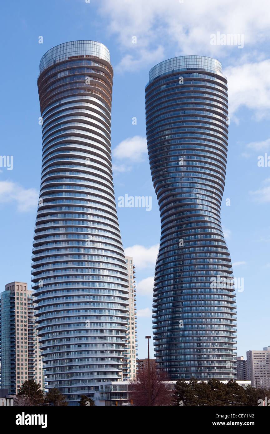 The Absolute World condominium Towers in the city center of Mississauga ...