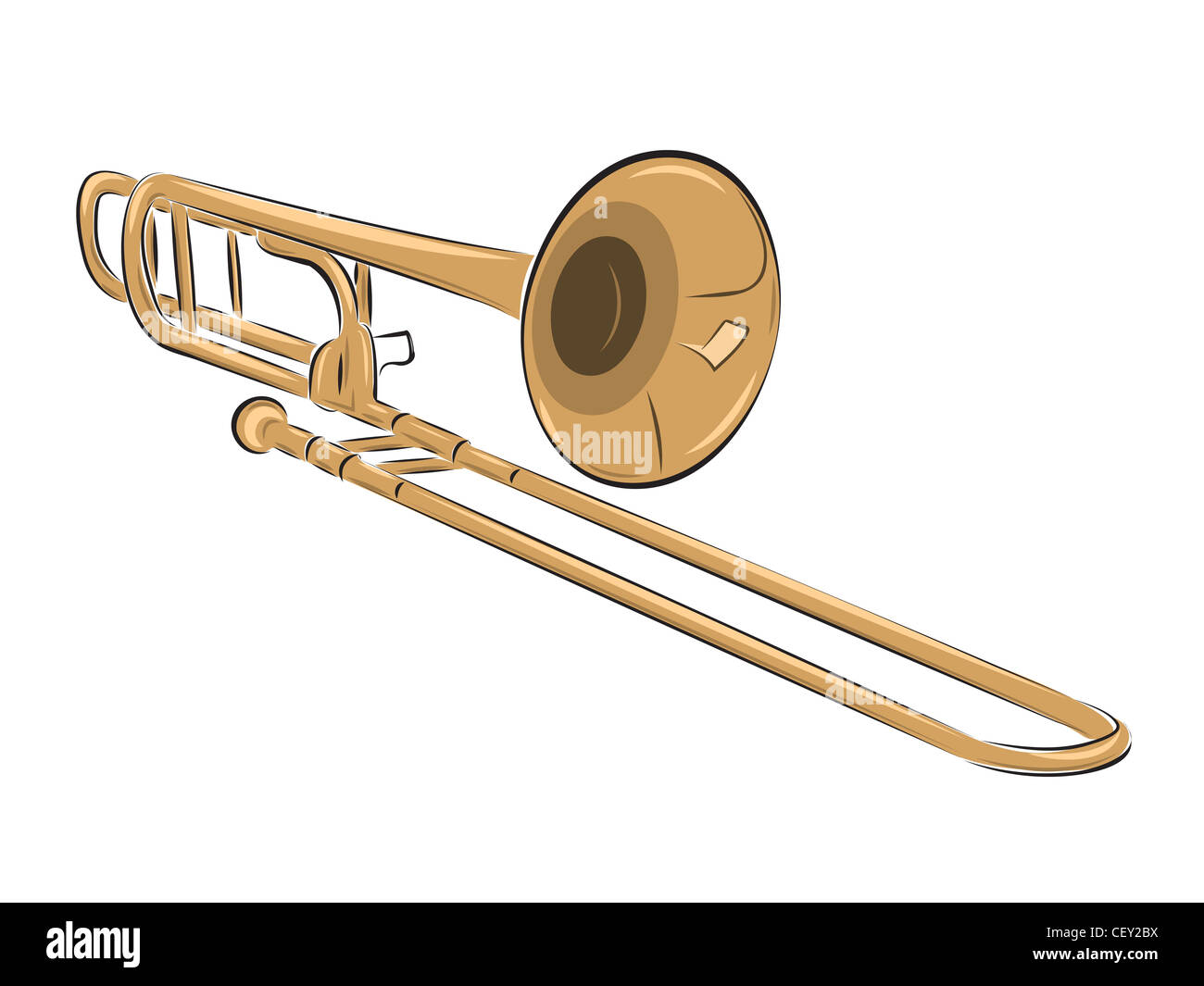 musical instrument trombone isolated on white Stock Photo