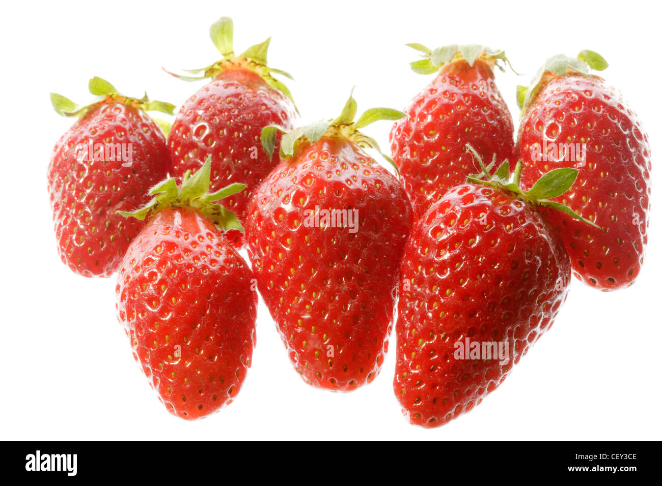 Colorful red ripe strawberries isolated on white Stock Photo