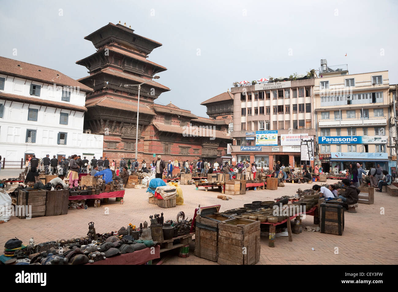 Ritual objects for sale in Basantapur Chowk, Kathmandu Durbar Square - Kathmandu, Bagmati Zone, Kathmandu Valley, Nepal Stock Photo