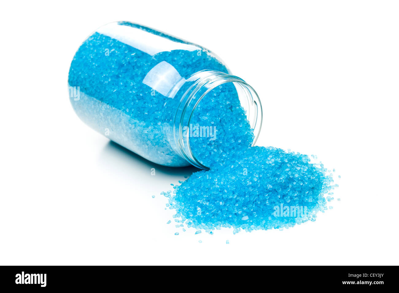 blue bath sea salt in glass jar Stock Photo