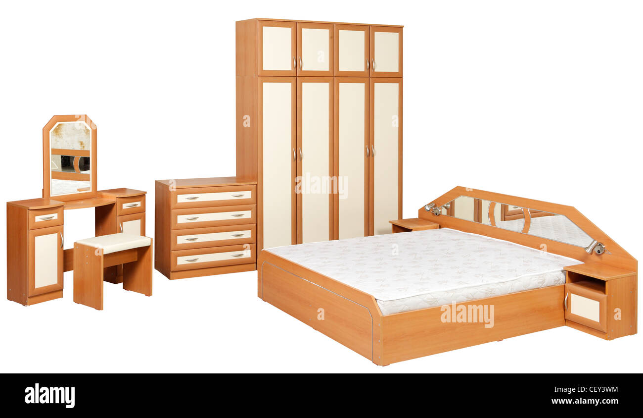 Bedroom furniture set isolated on white Stock Photo - Alamy