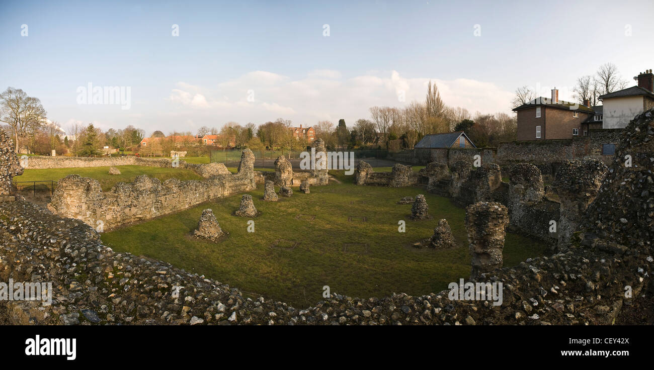 Panorama of the ruins of Bury St Edmunds Abbey, Suffolk, UK Stock Photo