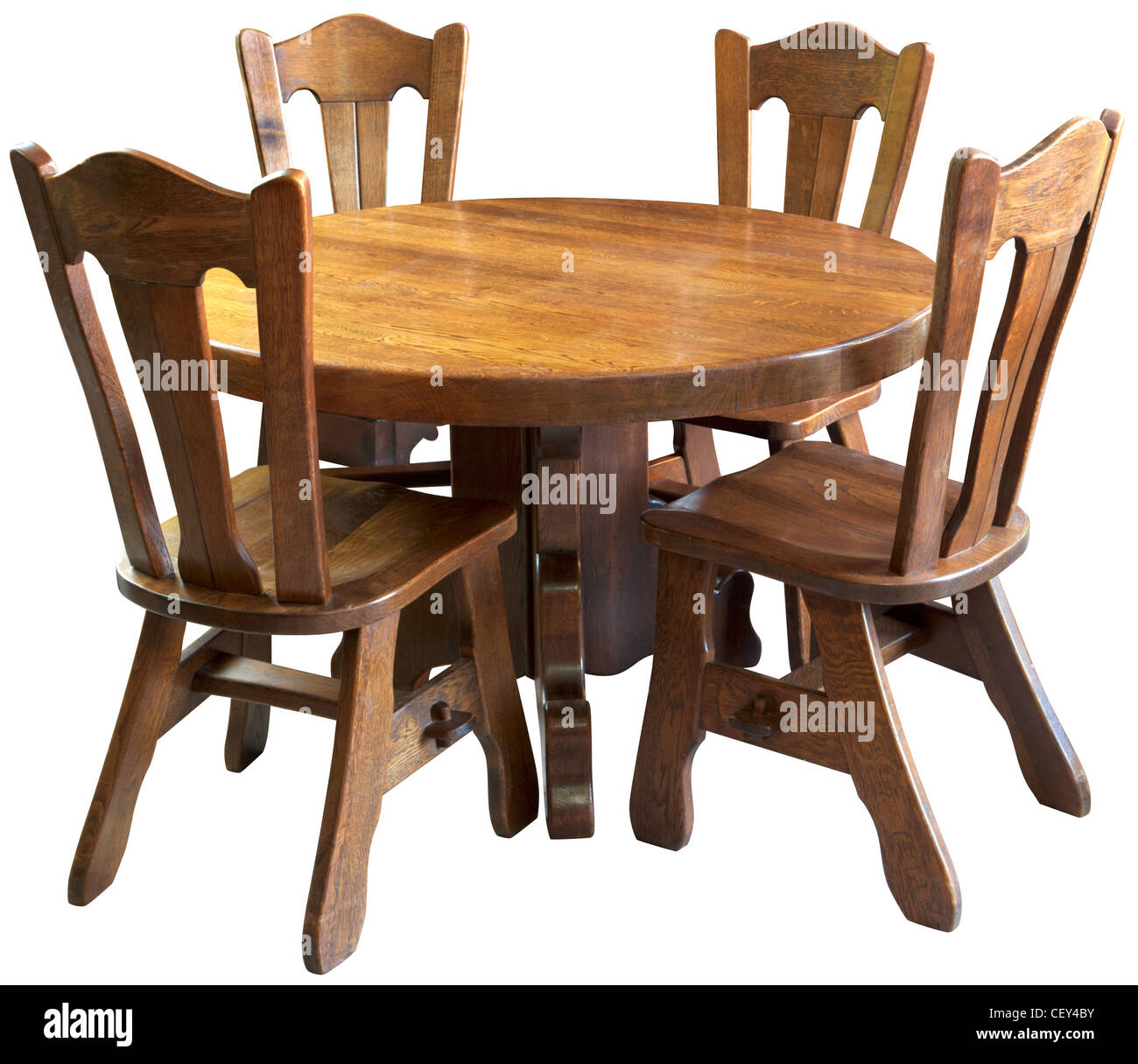 Classic Solid Wood Kitchen Table Set Isolated On White Background Clipping Path Included Stock Photo Alamy