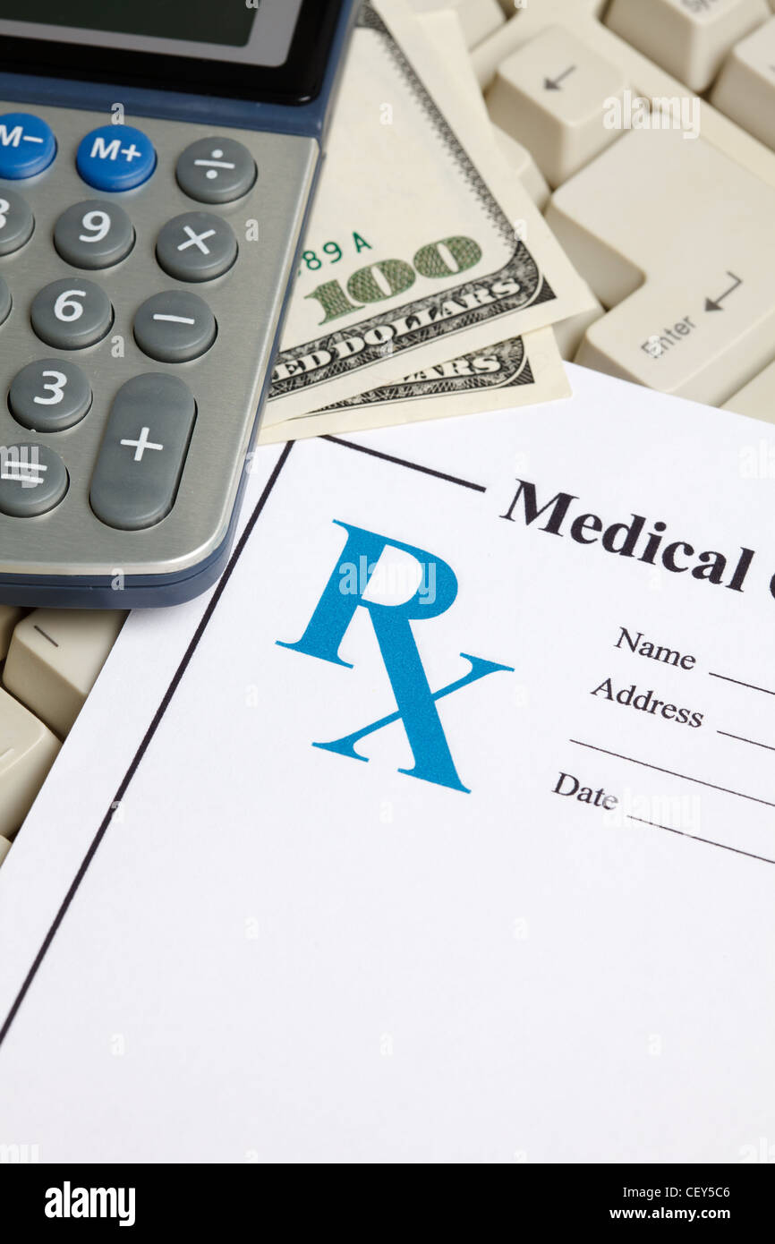 Computer Keyboard and Prescription, concept for Healthcare And Medicine ...