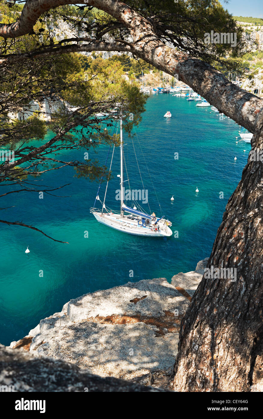 Blue water of Calanque de Cassis, Mediterranean France, region PACA Stock Photo