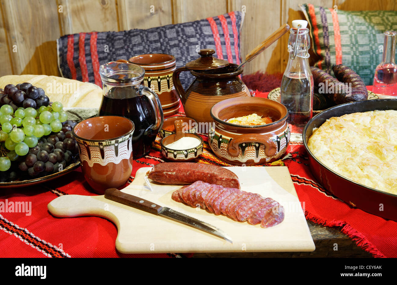 Traditional Bulgarian food on table Stock Photo Alamy