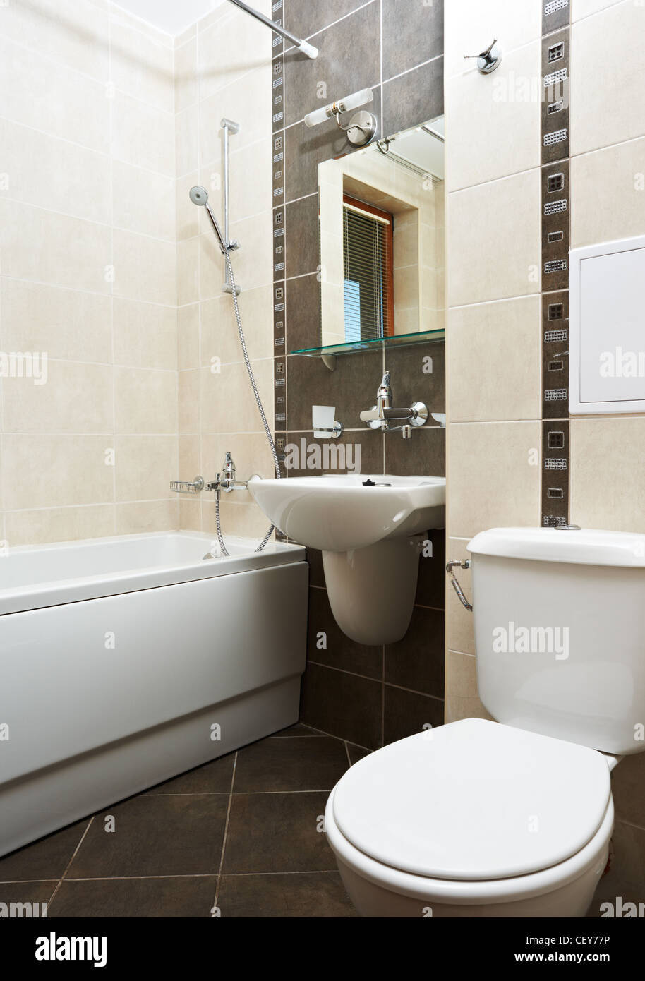 Modern home bathroom interior design vertical frame Stock Photo