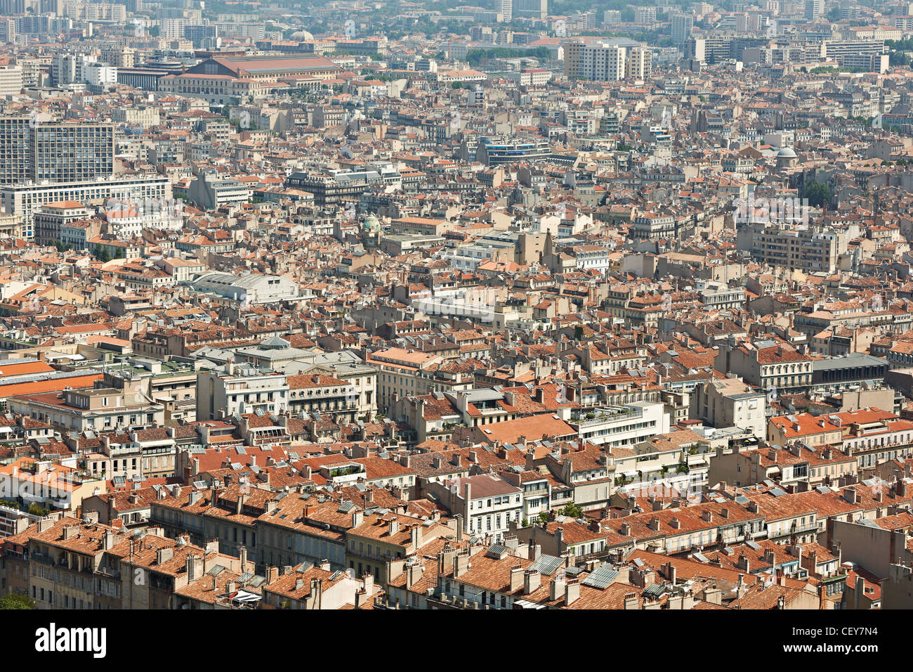 View over the old part of the mediterranean Marseille city, South France, French Provence Stock Photo