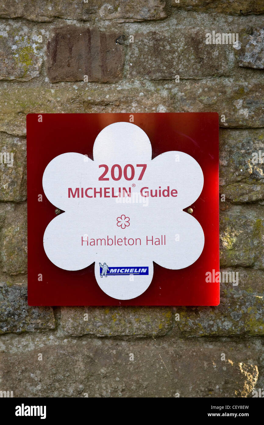 Michelin Guide Sign Hambleton Hall Stock Photo