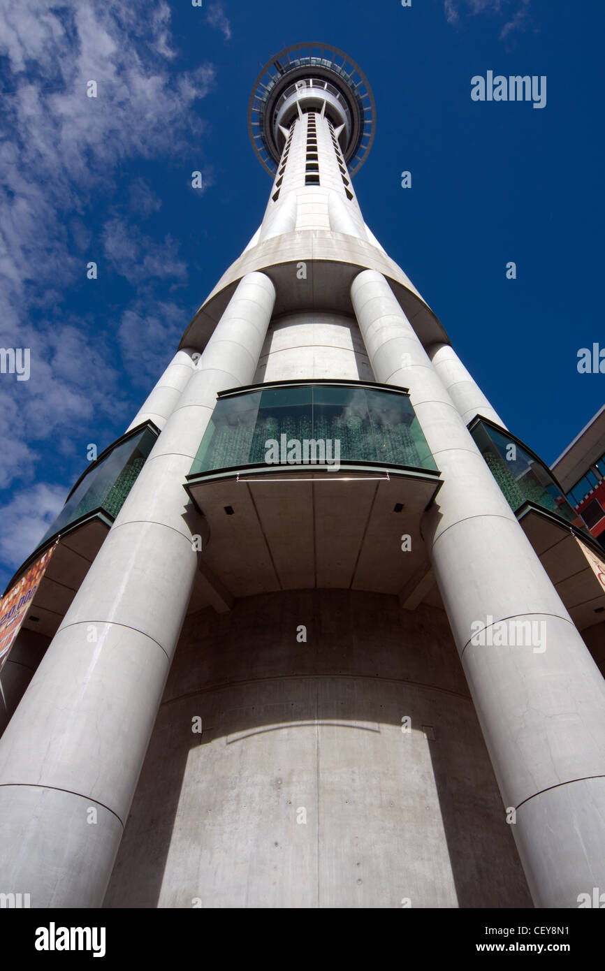 Shot from the base of the Sky Tower, Auckland, New Zealand. Stock Photo