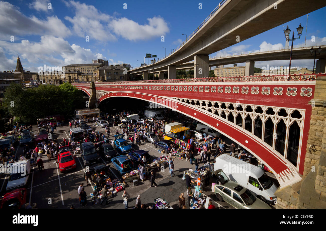 Car boot sale held under North Bridge Halifax, West Yorkshire Stock