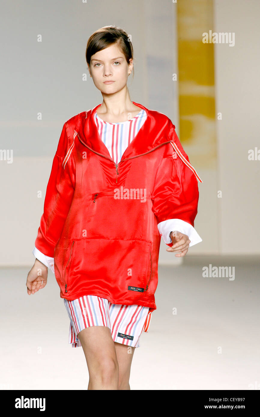 red windbreaker outfit