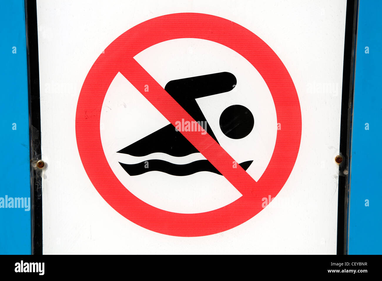 No swimming sign in Seoul, South Korea Stock Photo