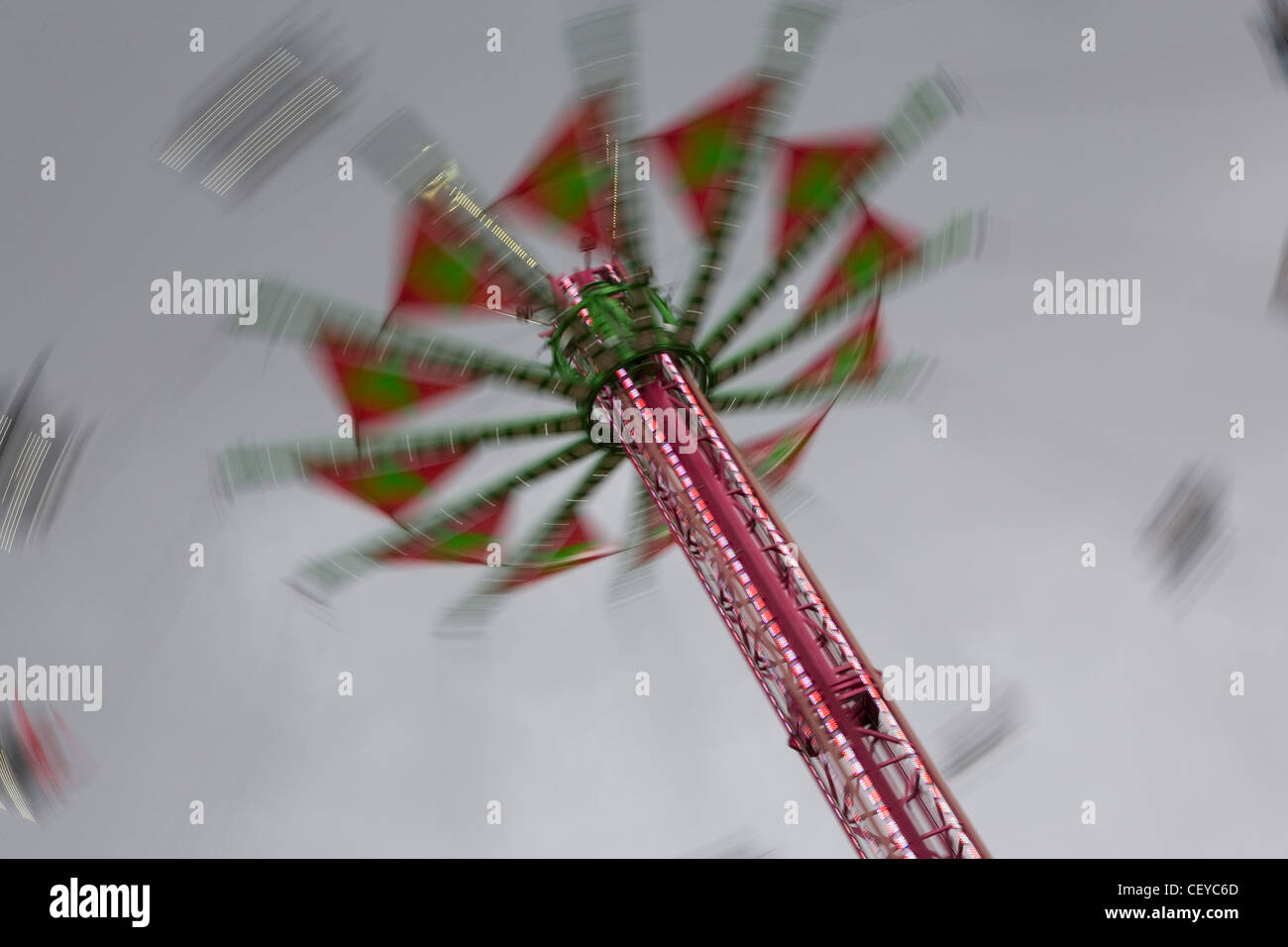 amusement ride in the evening with lights and motion; portland oregon united states of america Stock Photo