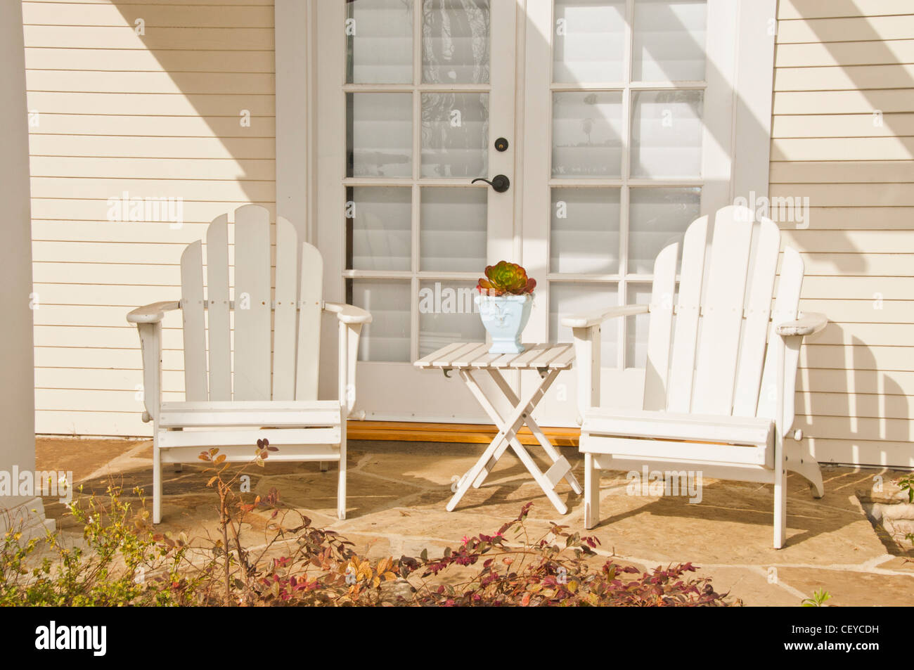 Adirondack wooden chairs front porch hi res stock photography and
