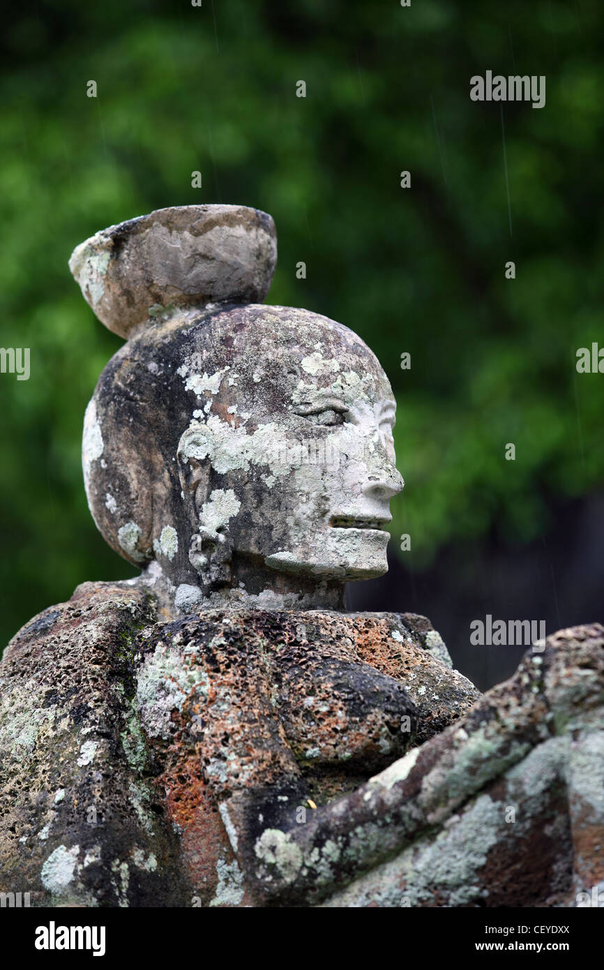 Stone Batak statues near King's grave at Tomok. Samosir Island, Lake Toba, North Sumatra, Sumatra, Indonesia, South-East Asia Stock Photo