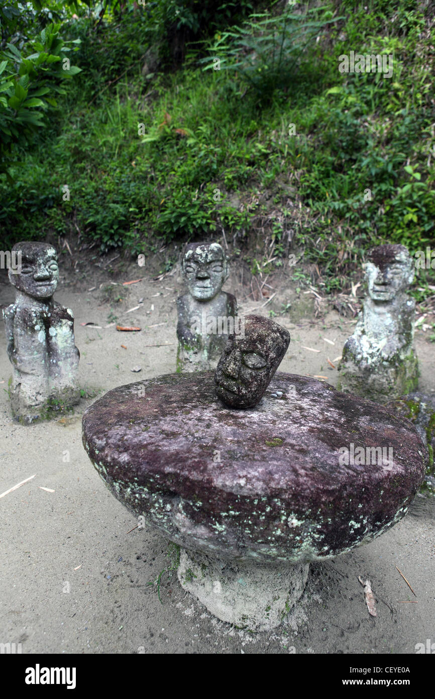 Batak beheading table near King's grave at Tomok. Samosir Island, Lake Toba, North Sumatra, Sumatra, Indonesia, South-East Asia, Stock Photo