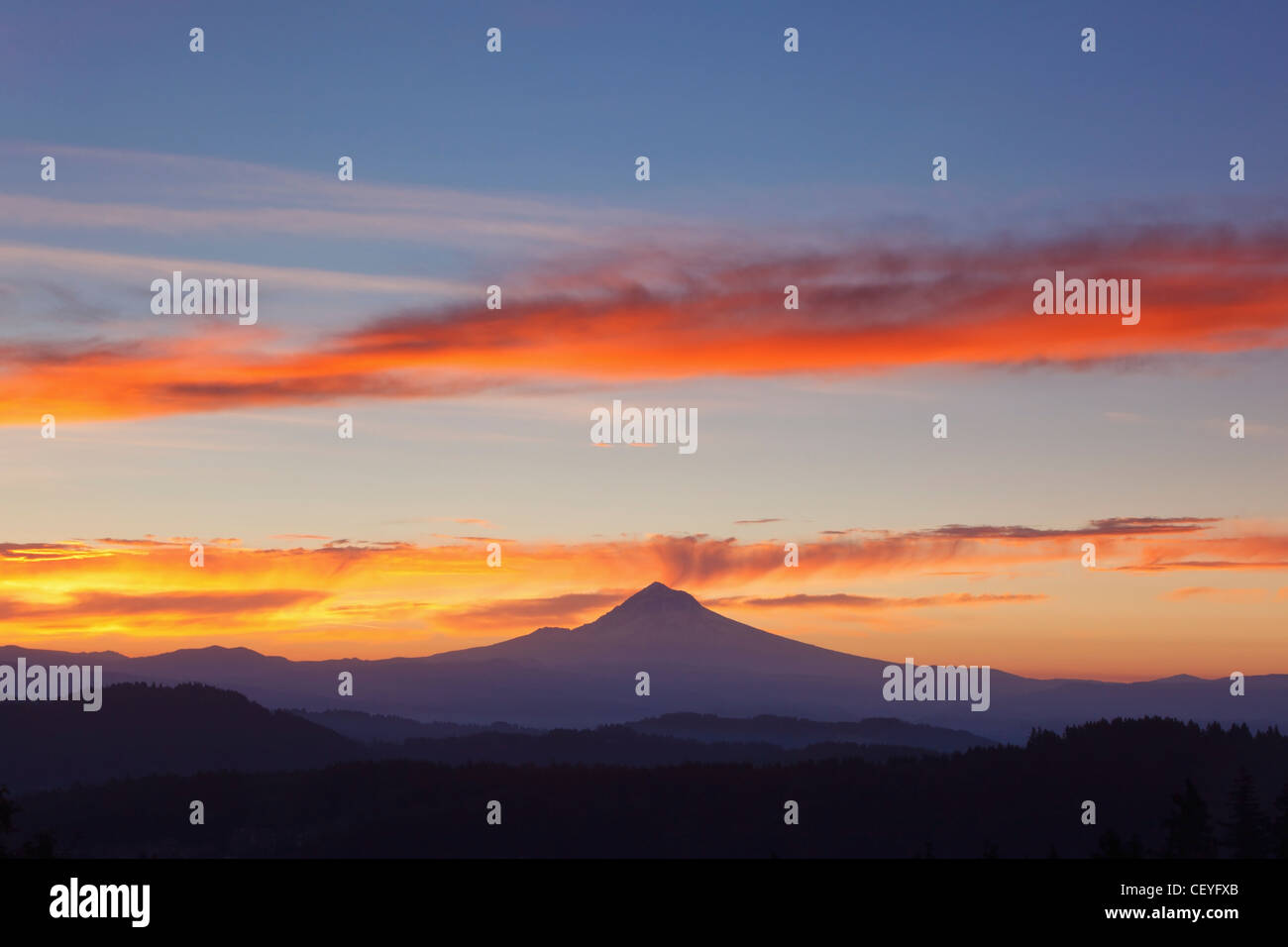 sunrise over mount hood; oregon united states of america Stock Photo