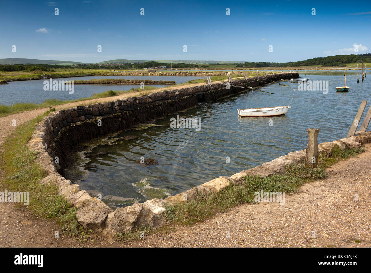 UK, England, Isle of Wight, Newtown medieval salt pans beside ancient harbour quays Stock Photo