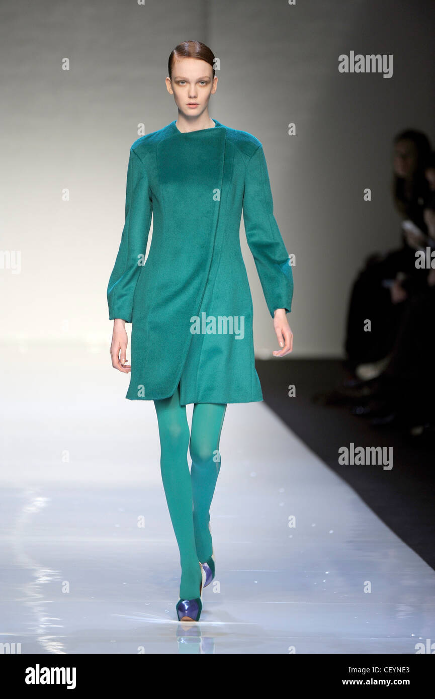 Mila Schon Milan Ready to Wear Autumn Winter Turquoise coat dress with ...