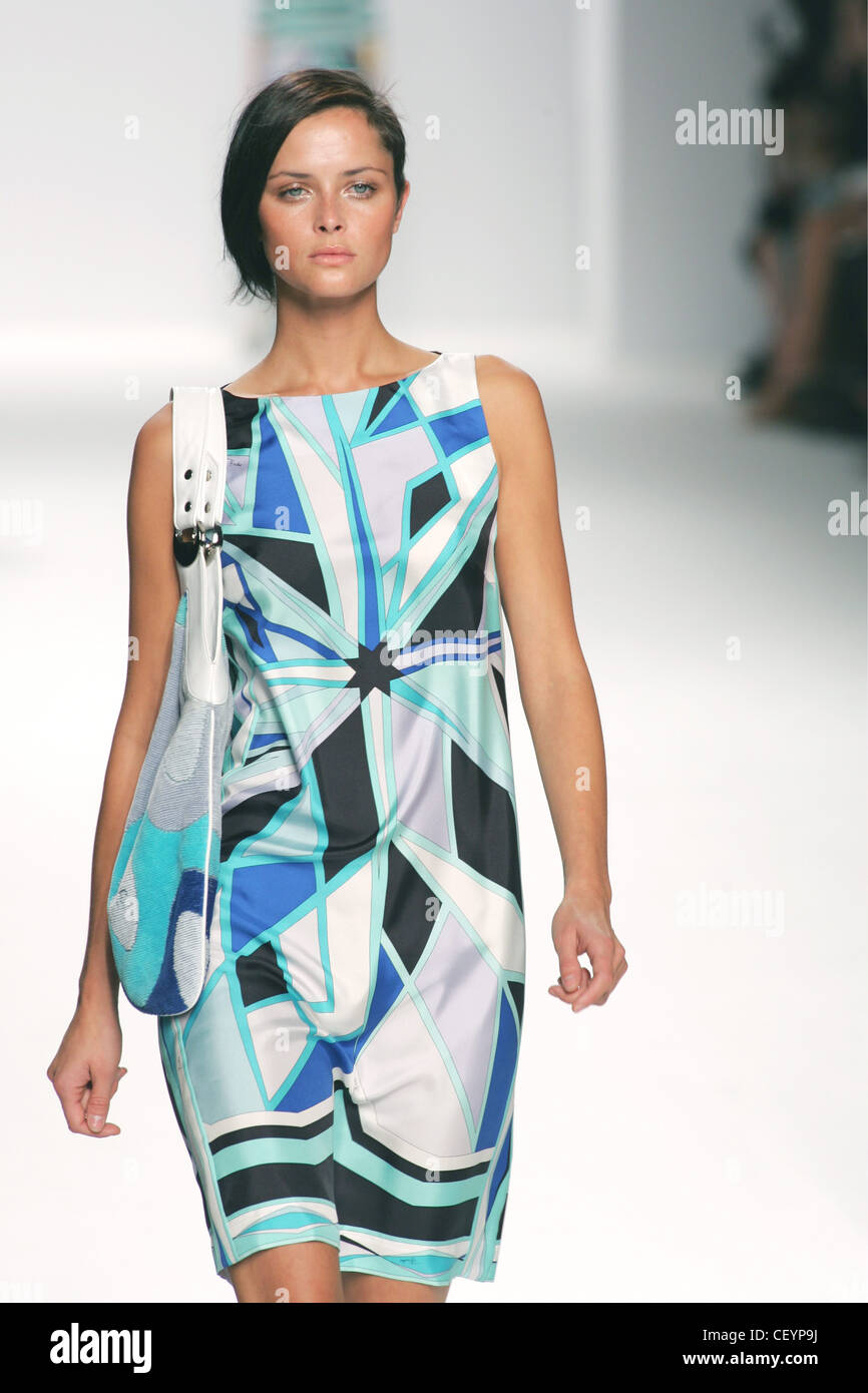 Emilio Pucci Milan Ready to Wear S S Model wearing blue black and