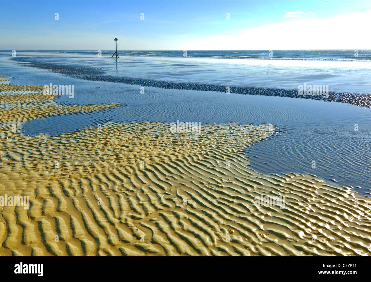 West Wittering Beach at Low Tide, West Sussex, UK Stock Photo