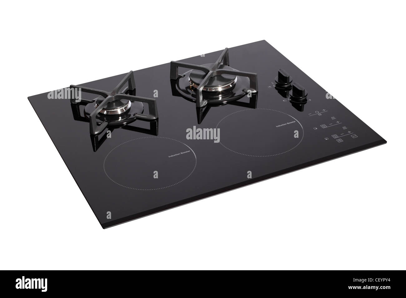 Black glass gas and induction hob Stock Photo - Alamy