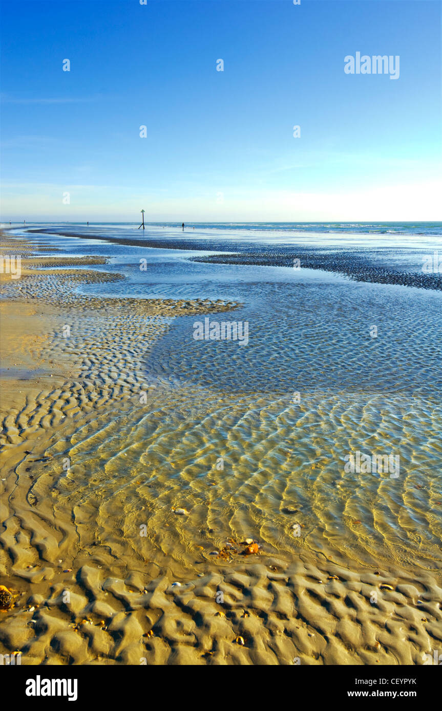West Wittering Beach at Low Tide, West Sussex, UK Stock Photo