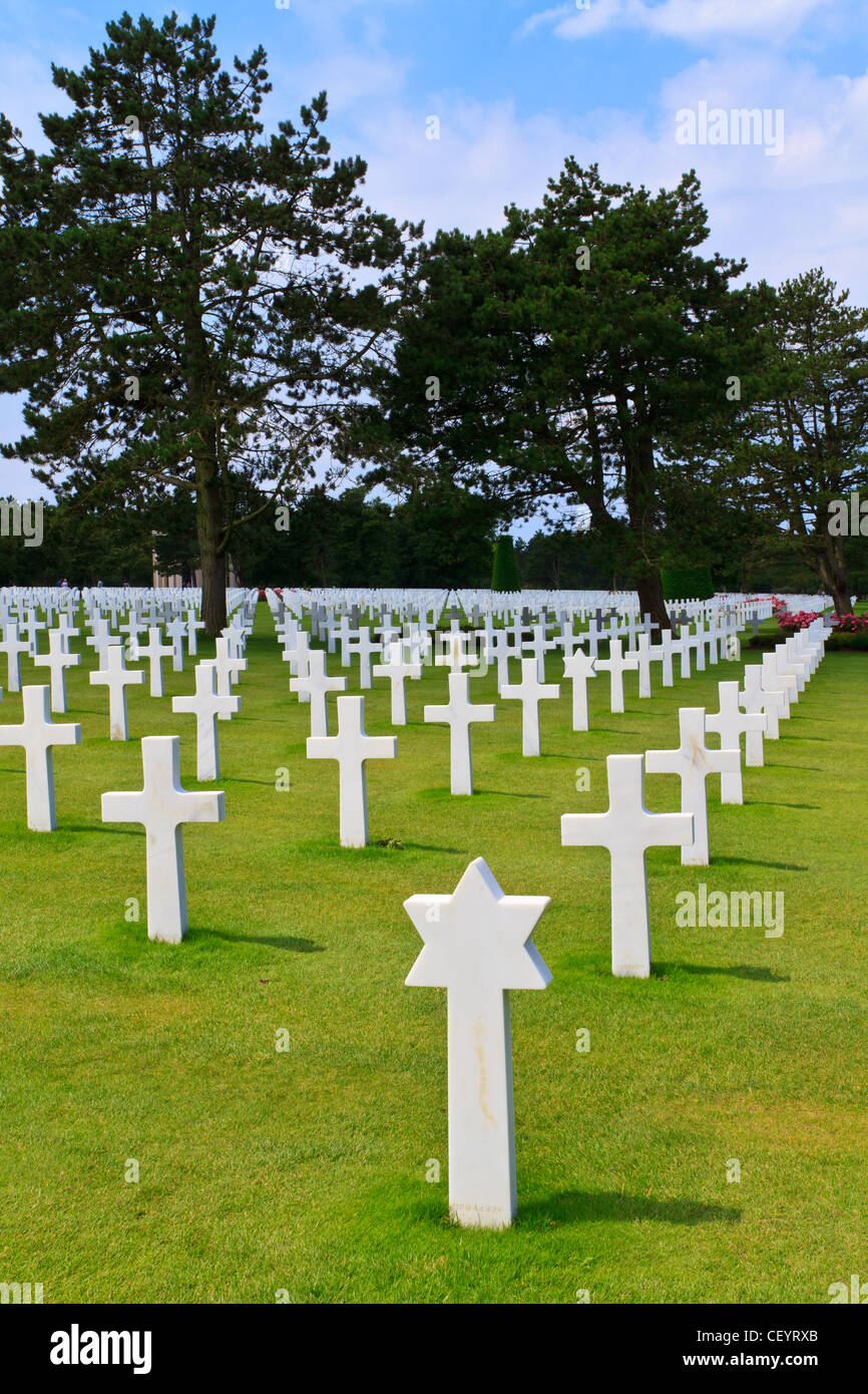 American War Cemetery near Omaha Beach, Normandy (Colleville-sur-Mer) Stock Photo
