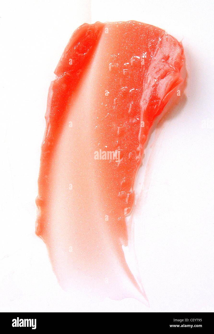 Smudge of orange lipgloss Stock Photo