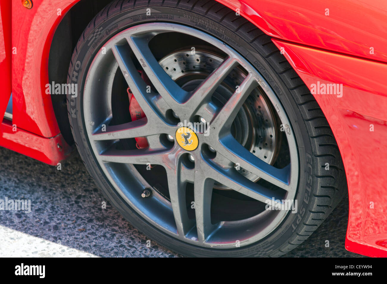 Detail of Ferrari wheel Stock Photo