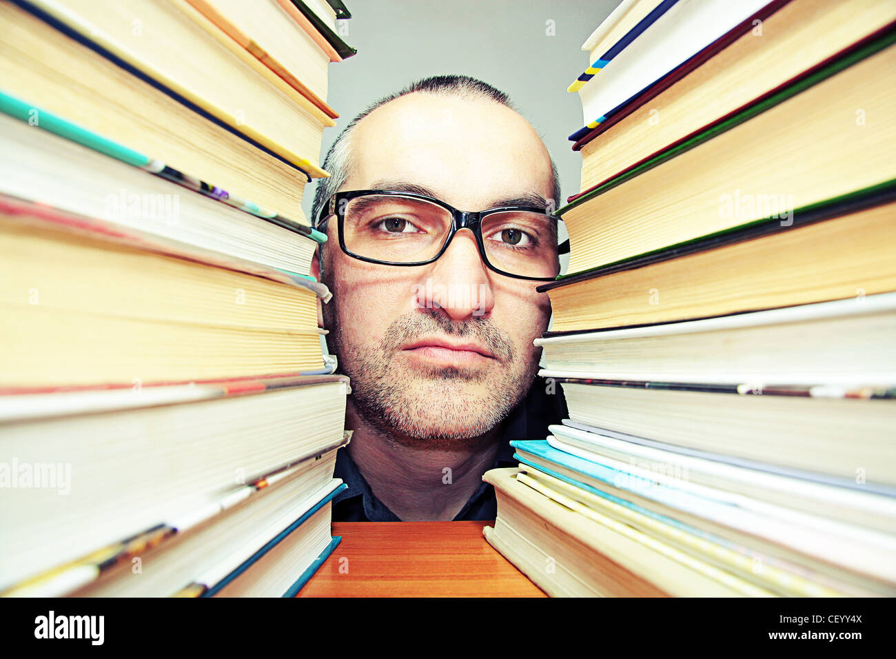 glasses person portrait man  book Stock Photo