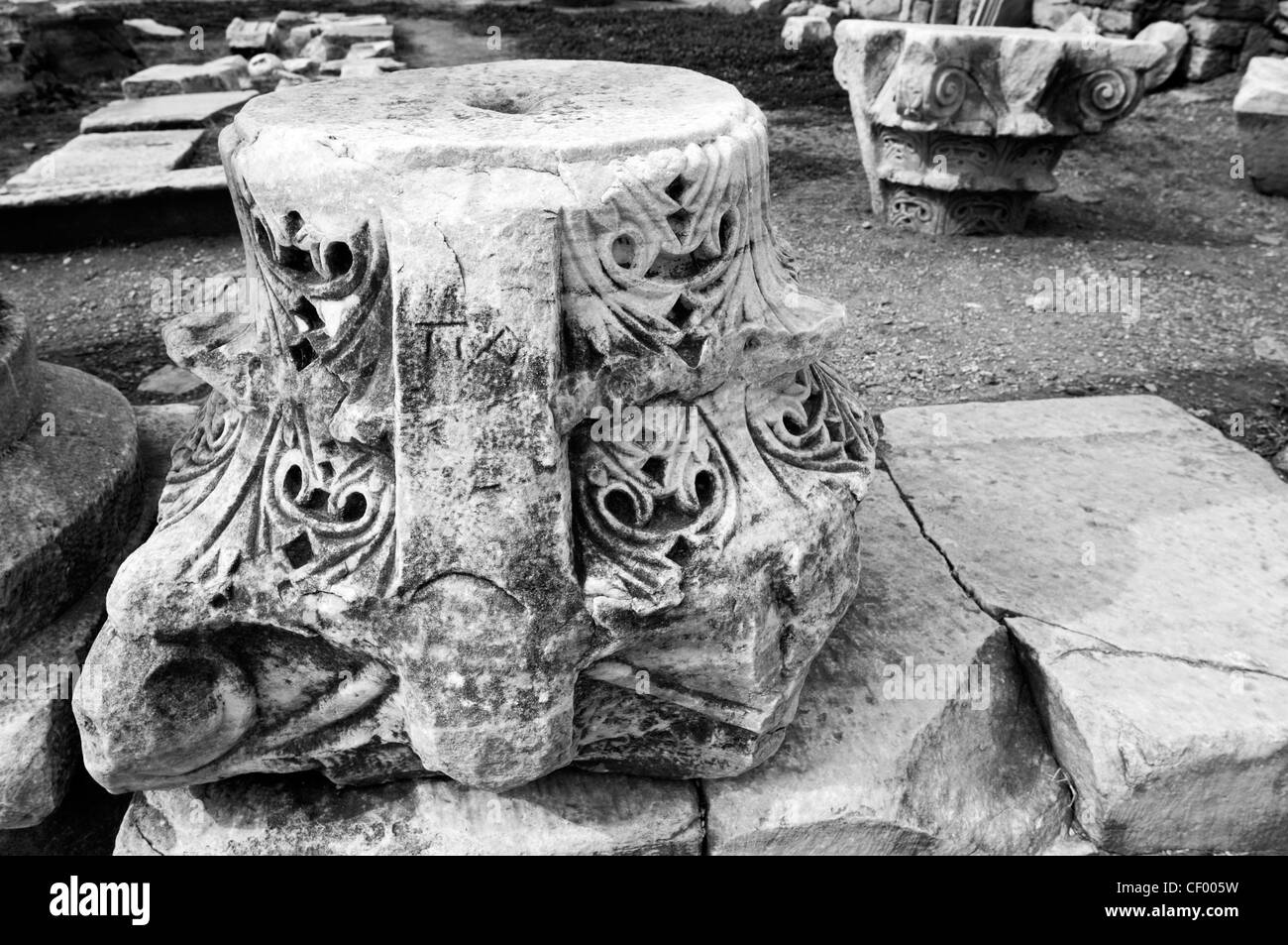 part of Corinthian column, St John's Basilica, Selçuk, Turkey Stock Photo