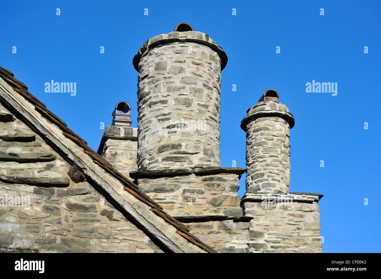 Chimney stacks. Castle Dairy, Wildman Street, Kendal, Cumbria, England