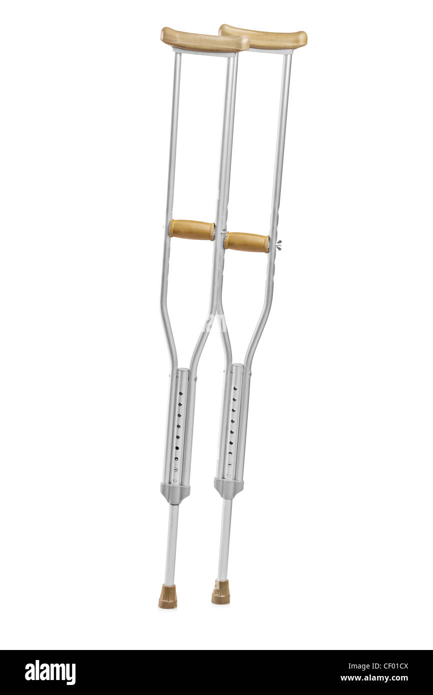 A studio shot of pair of crutches orthopedic equipment isolated on white background Stock Photo