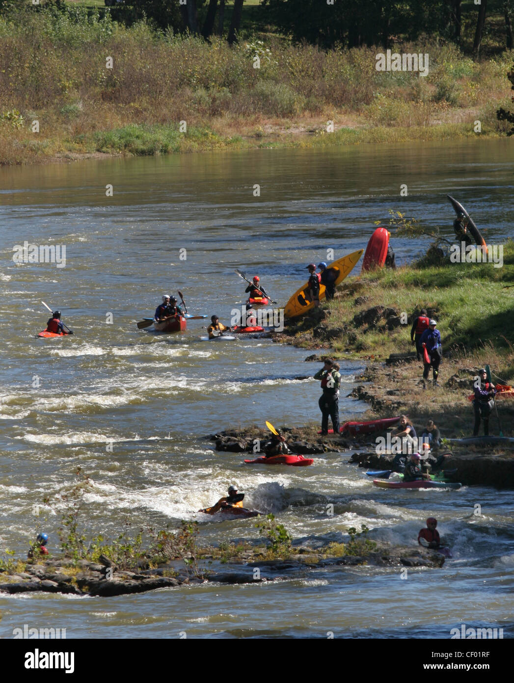 Whitewater kayaker on Paint Creek Ohio river Paint Creek Stock Photo