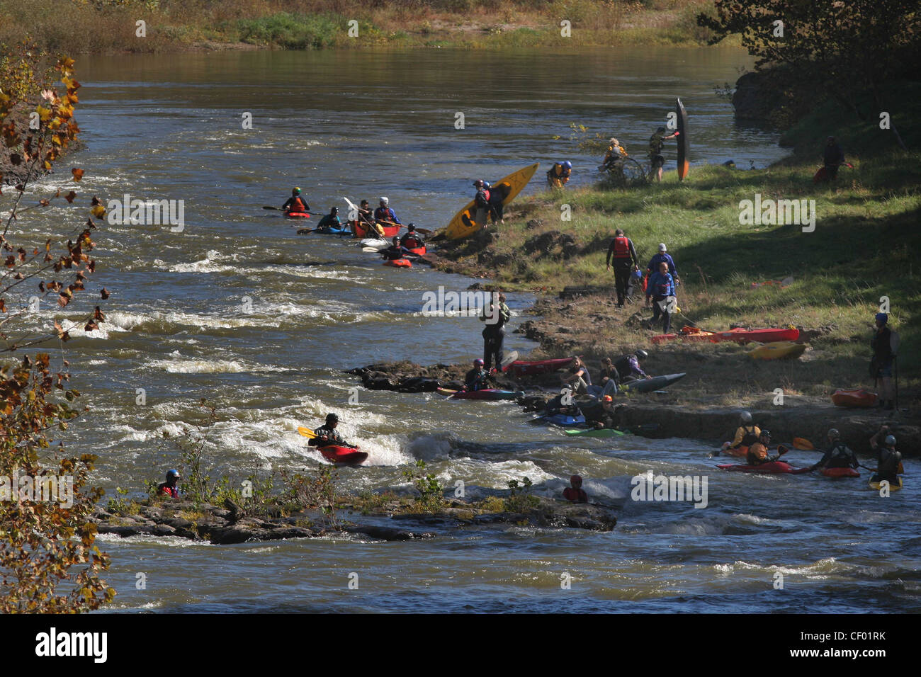 Whitewater kayaker on Paint Creek Ohio river Paint Creek Stock Photo