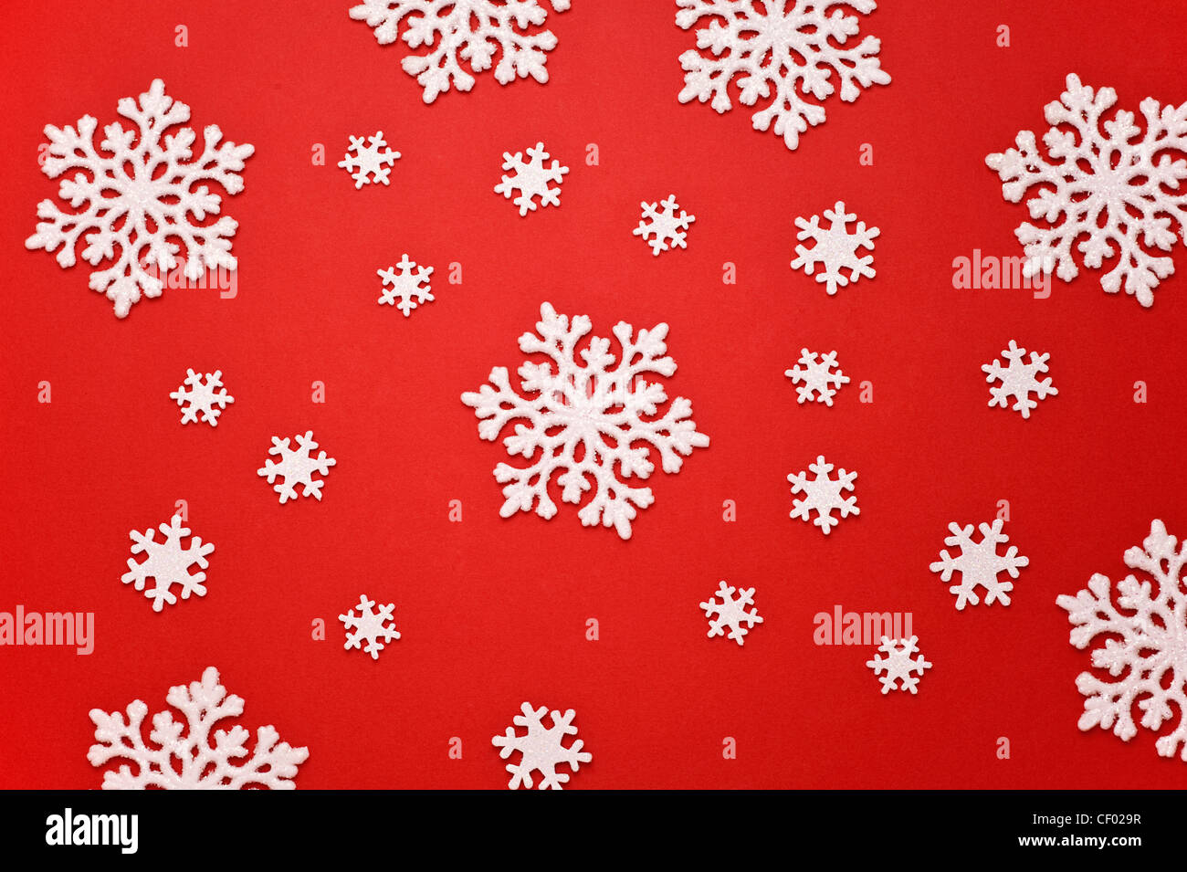 christmas snowflake pattern on red background Stock Photo