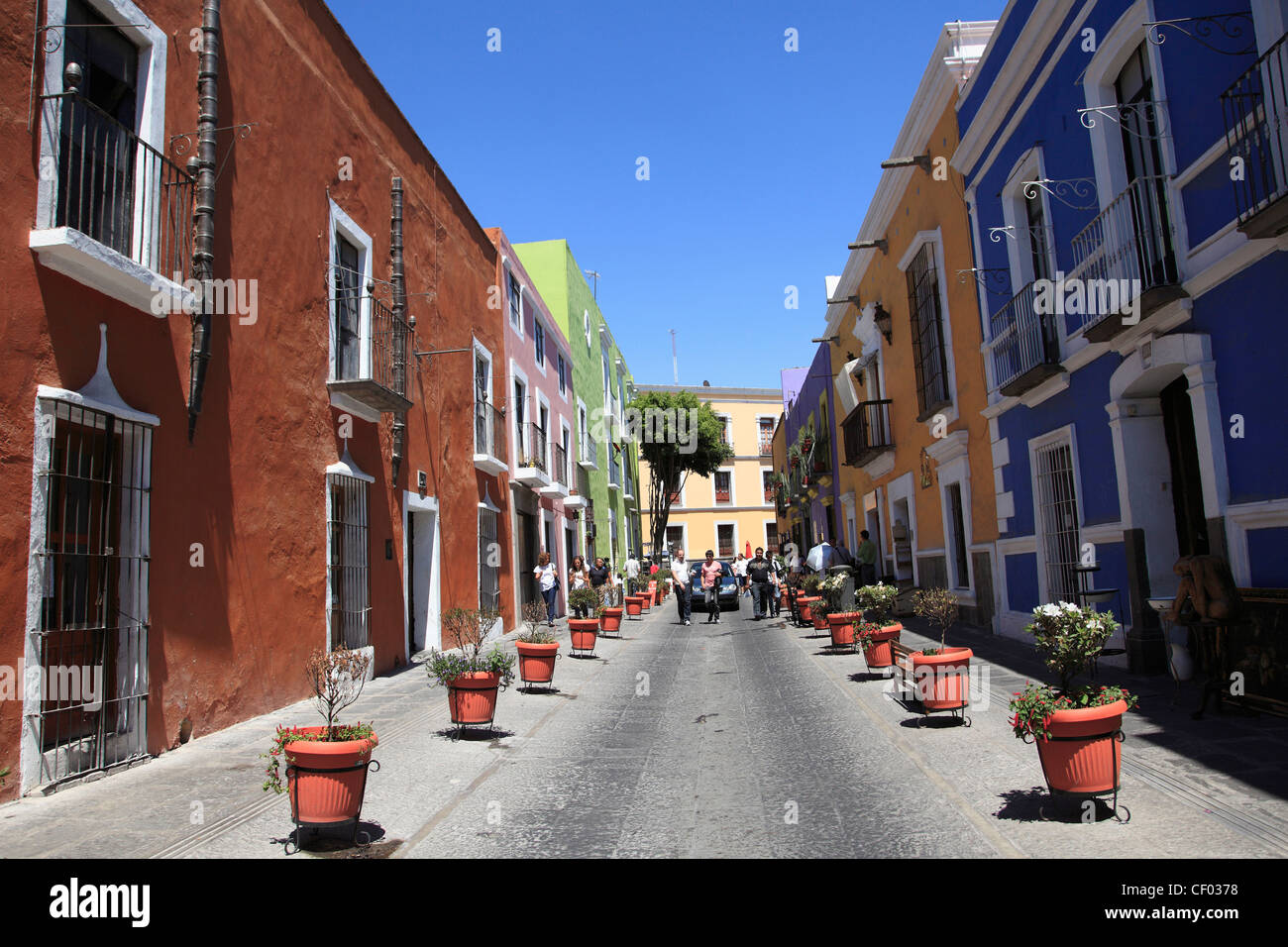 Street scene, Puebla, Historic Center, Puebla State, Mexico Stock Photo
