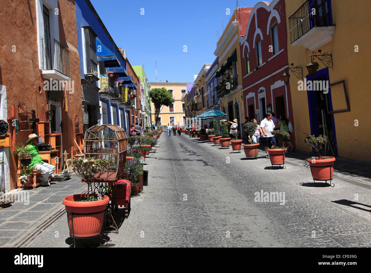 Street scene, Puebla, Historic Center, Puebla State, Mexico Stock Photo
