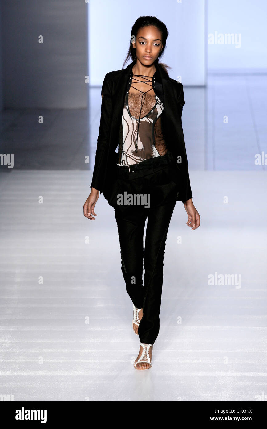 Preen New York Ready to Wear Spring Summer Model wearing tight black ...