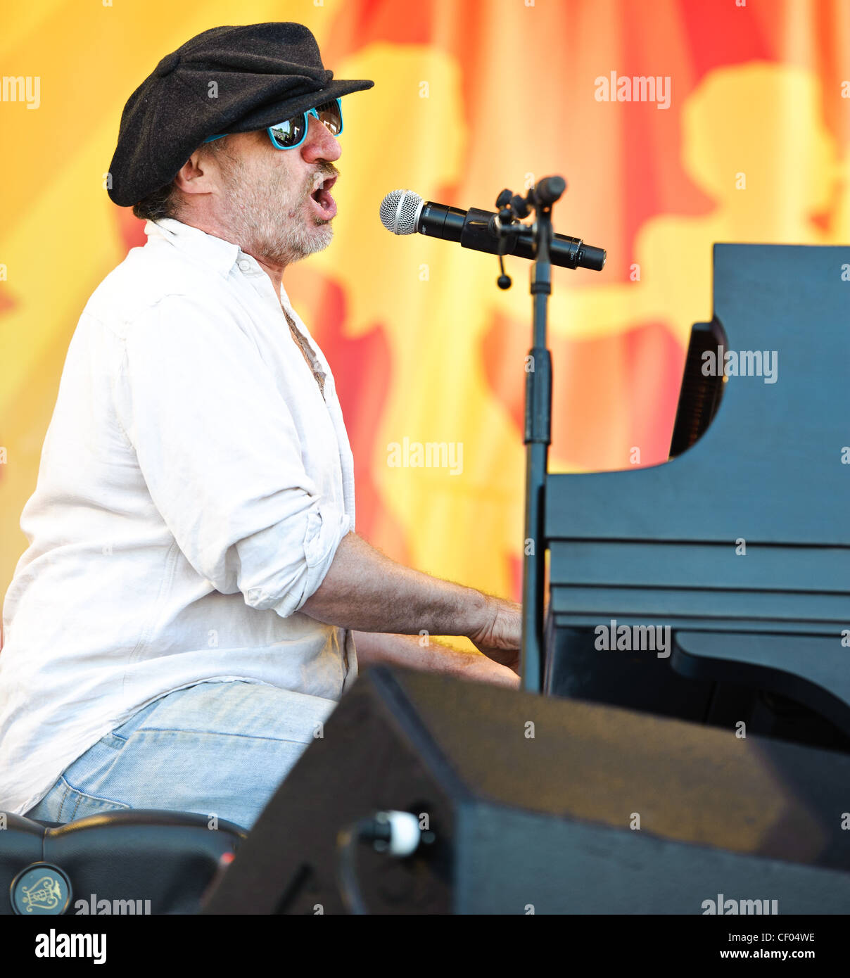 Jon Cleary playing at Jazz Fest 2011 in New Orleans on Day 1. Stock Photo