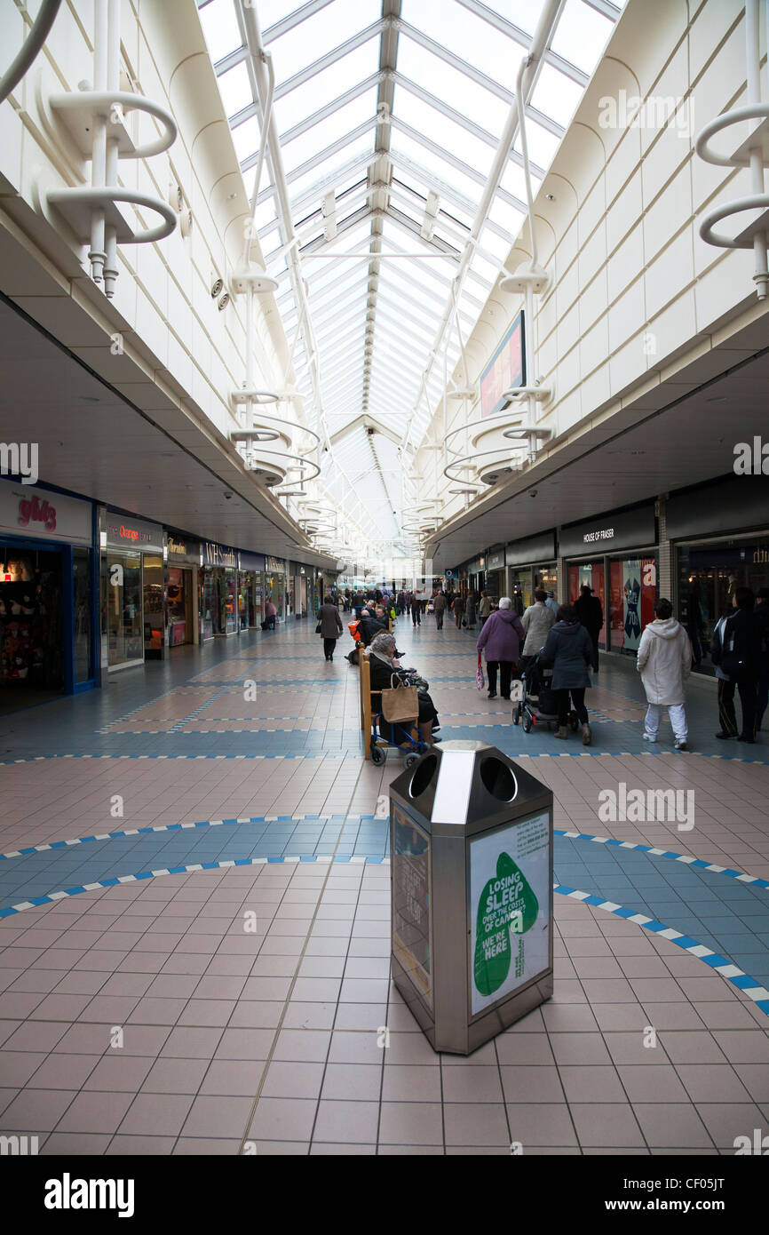 Grimsby Town, North Lincolnshire, England inside Fresney place shopping centre with shoppers with shopping Stock Photo