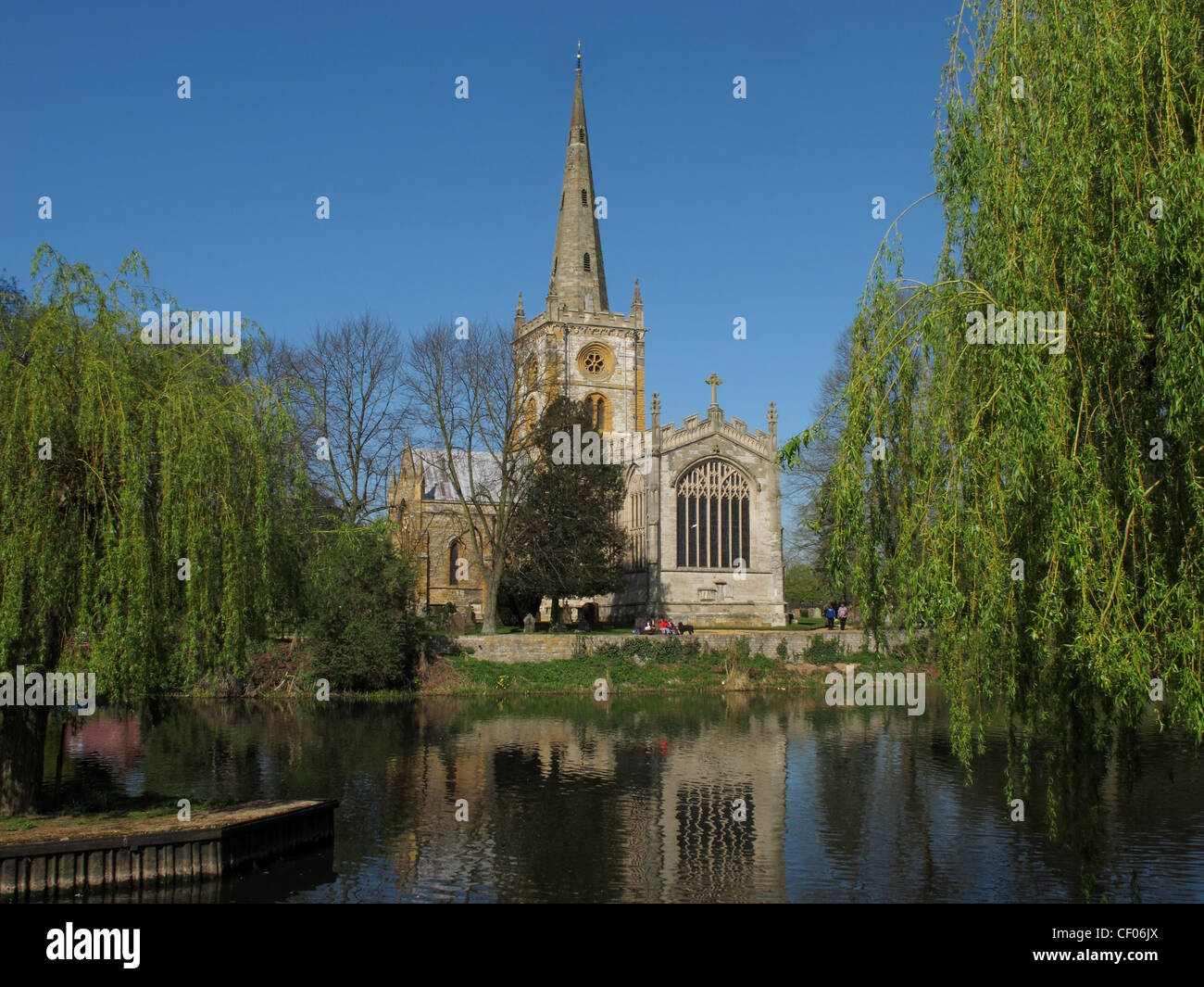 Holy Trinity Church, on the River Avon at Stratford upon Avon, Warwickshire, viewed through